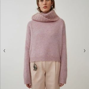 Chunky ribbed turtleneck dusty pink